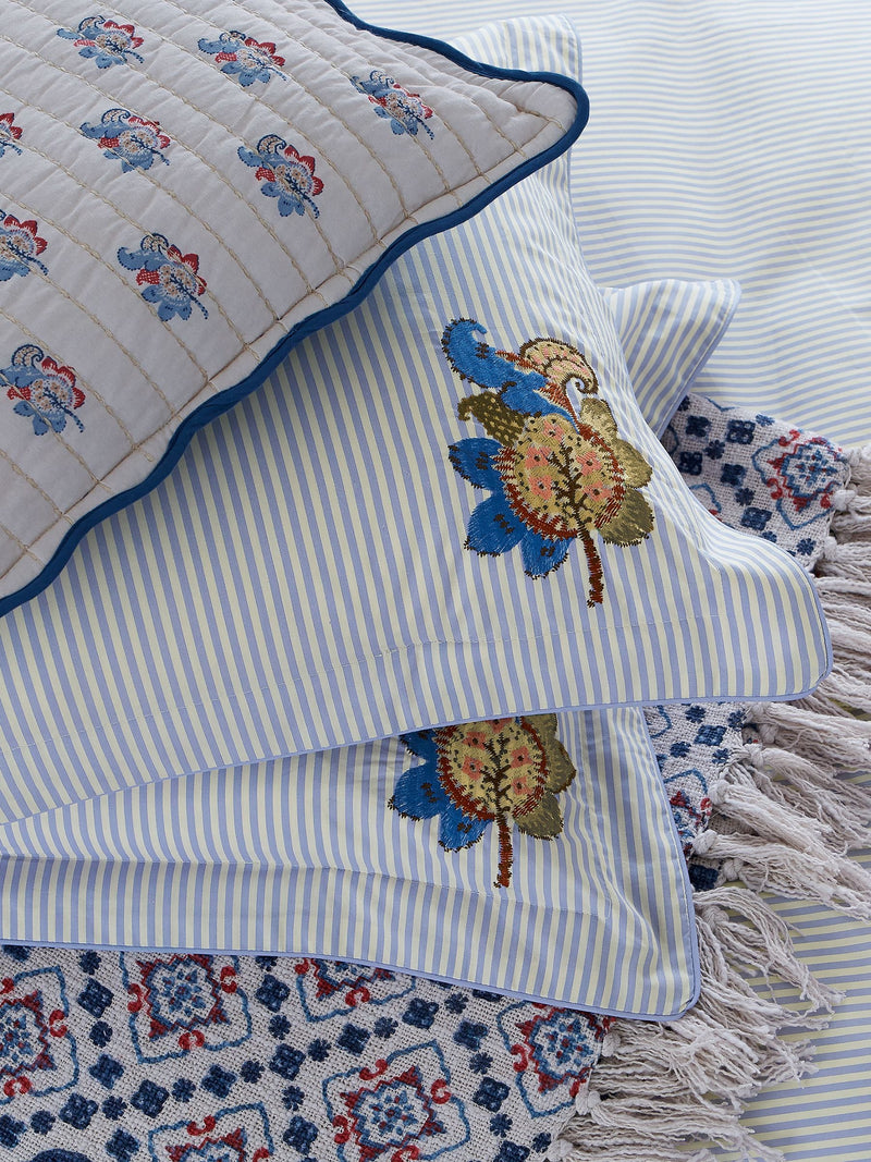 Joules Blue Cream Country Tiles throw 150x200cm, UK version
