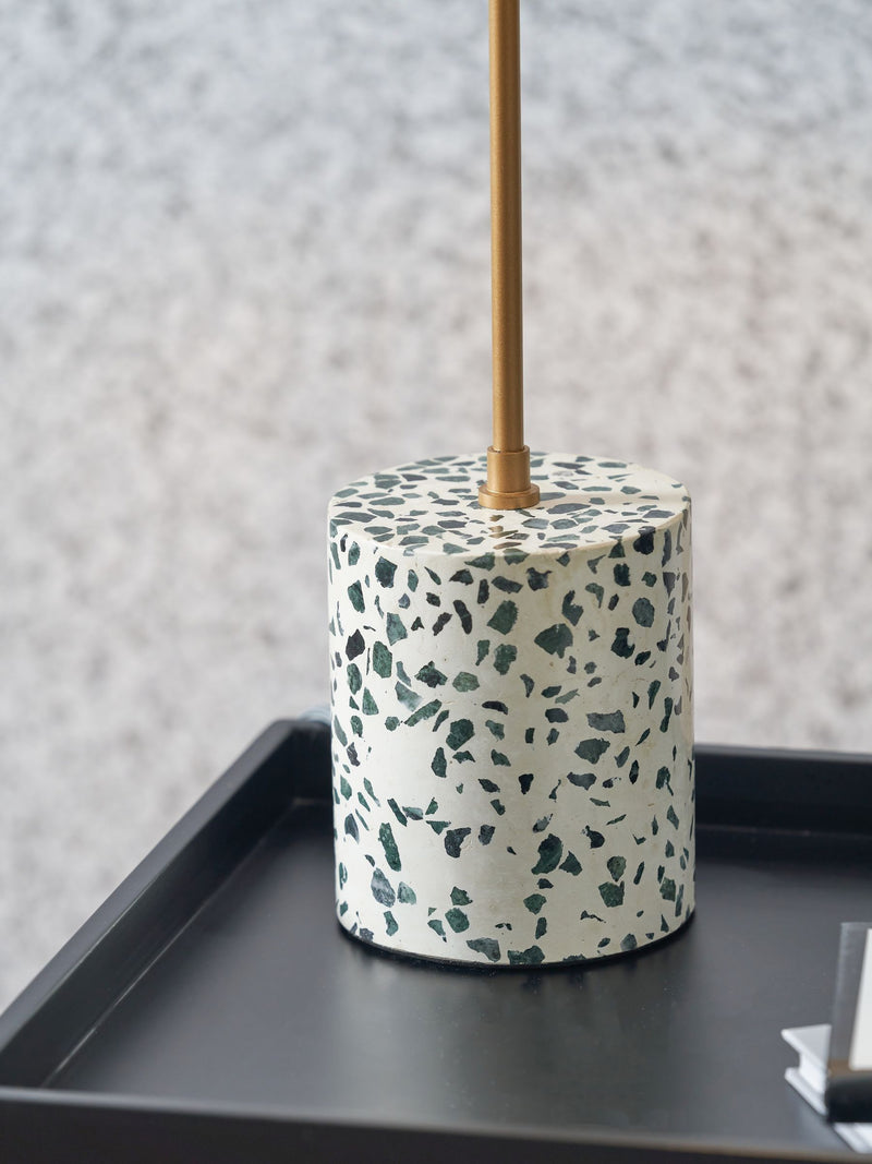 Designers Guild grey Pavonazzo terrazzo table lamp (British brand)