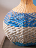 Designers Guild cobalt blue rattan table lamp, UK version