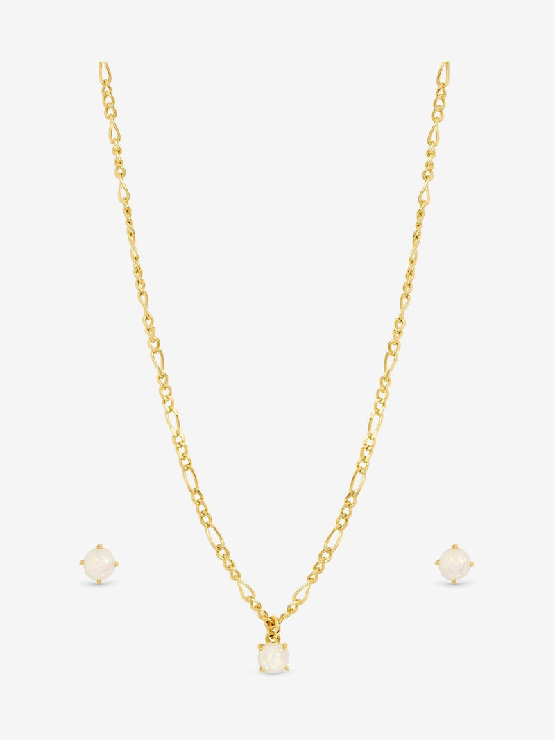 Inicio gold tone opal stone pendant set gift box, UK version