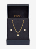 Inicio gold tone opal stone pendant set gift box, UK version