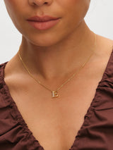 Next Inicio Gold Plated Mother of Pearl E Initial Pendant Necklace- Buy online at McGrocer