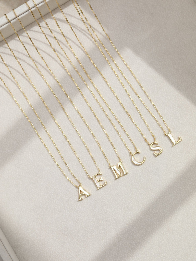 Inicio Gold Tone Mother of Pearl L Initial Pendant
