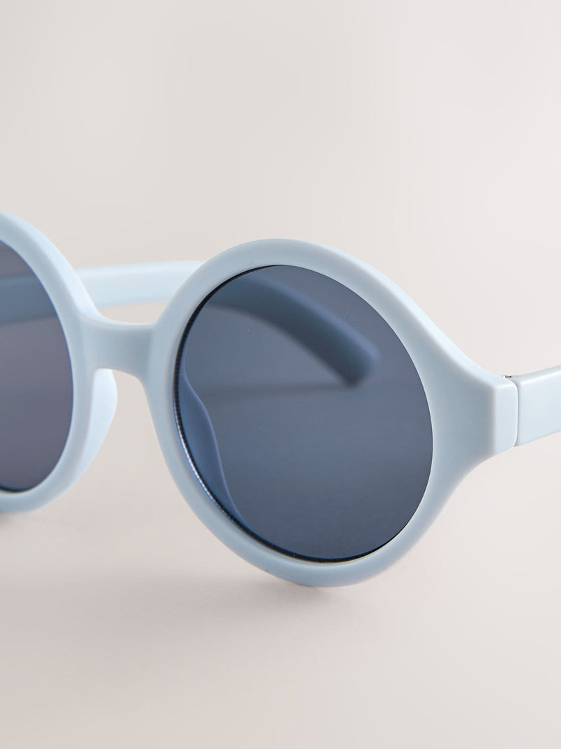 Blue and yellow round sunglasses (British brand)