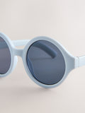 Blue and yellow round sunglasses (British brand)