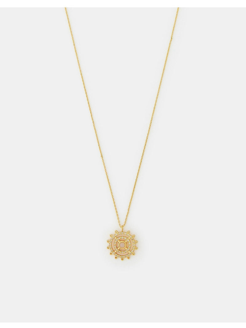 14 Carat Gold-Plated Sun Beam Pendant Necklace with Delicate Chain and Diamanté