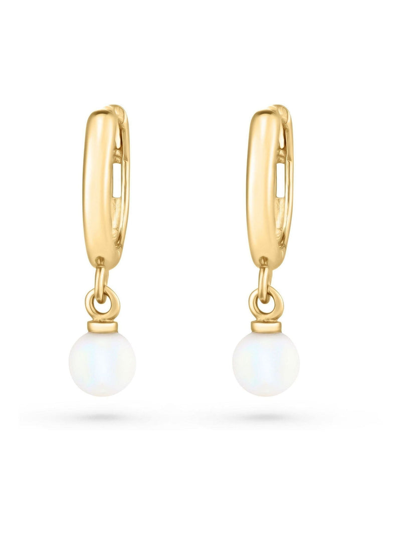 Beaverbrooks Gold 9ct gold freshwater cultured pearl huggie hoop earrings - British product