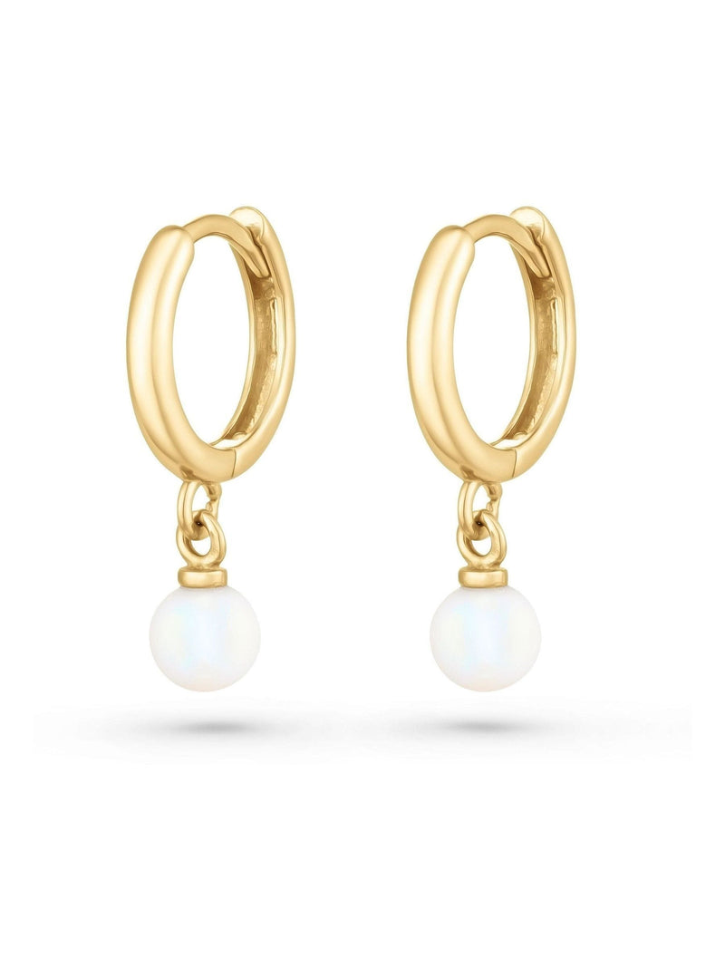 Beaverbrooks Gold 9ct gold freshwater cultured pearl huggie hoop earrings - British product