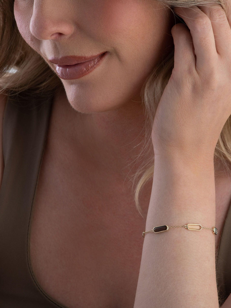 Beaverbrooks gold 9ct cubic zirconia multi-coloured bracelet - British product