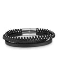 Beaverbrooks Stainless Steel and Leather Mens Bracelet