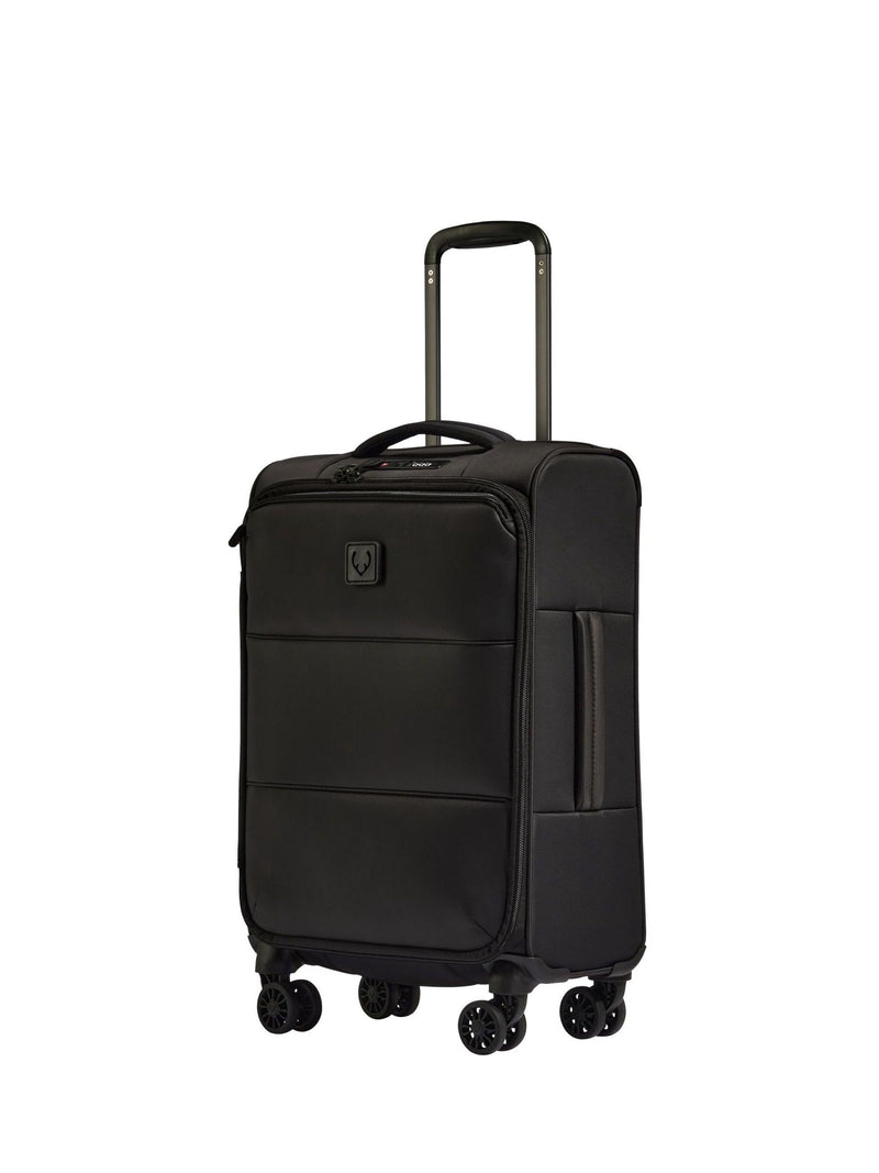 Antler Black Soft Stripe cabin suitcase (British brand)