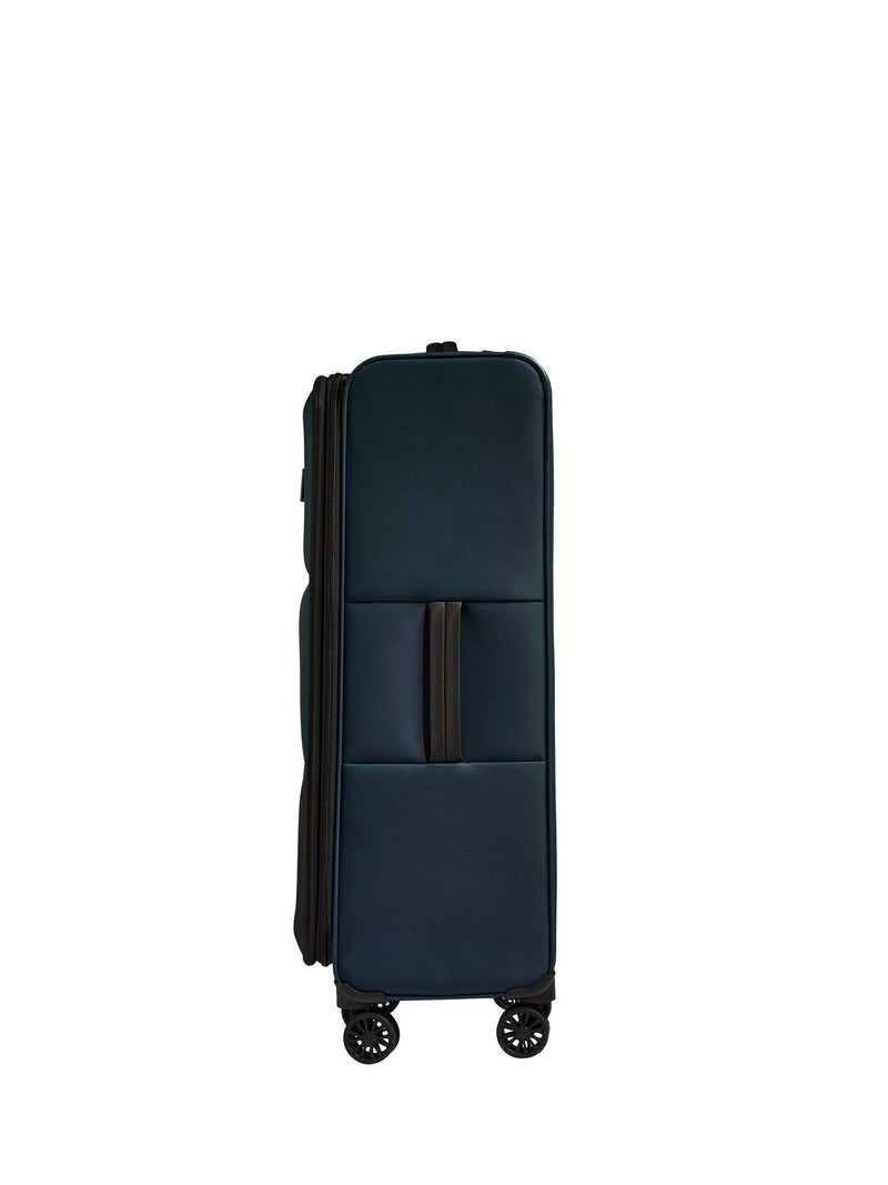 Antler Blue Soft Stripe suitcase, imported from the UK