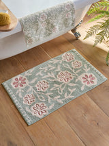 Next Sage Green Floral Cotton Bath Mat 50cm x 80cm- Buy online at McGrocer
