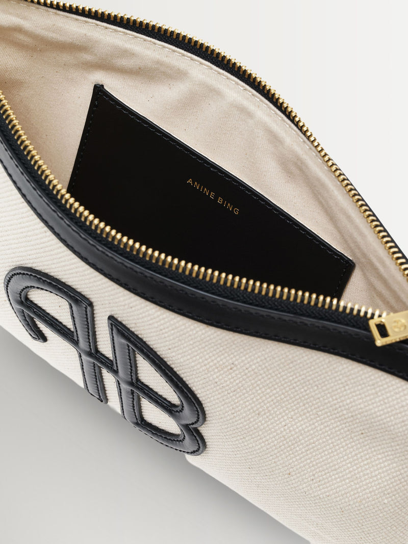 ANINE BING Lili pouch in white natural canvas, UK version