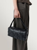 St Agni black woven slim tote, imported from the UK