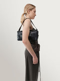 St Agni black woven slim tote, imported from the UK
