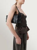 St Agni black woven slim tote, imported from the UK