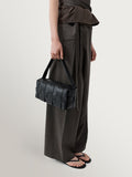 St Agni black woven slim tote, imported from the UK