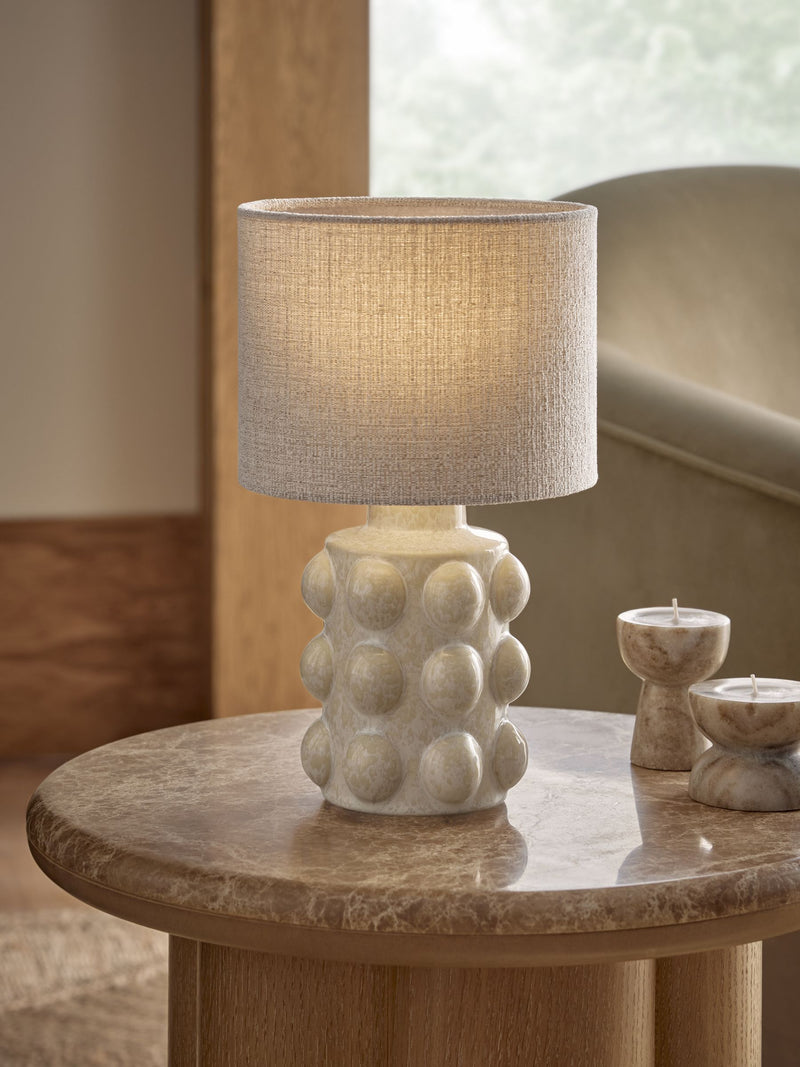 White bobble rechargeable table lamp (British brand)