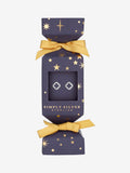 Simply Silver Christmas cracker with open clover earrings (British brand)
