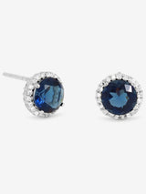Next Simply Silver 925 Sterling Silver Cubic Zirconia Sapphire Halo Stud Earrings 10mm- Buy online at McGrocer