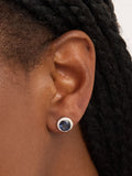 Simply Silver cubic zirconia sapphire halo stud earrings 10mm (British brand)