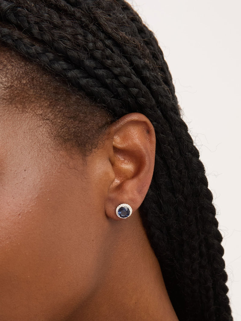 Simply Silver cubic zirconia sapphire halo stud earrings 10mm (British brand)