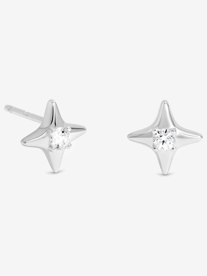 Simply Silver 925 Sterling Silber Zirkonia Sternenstaub Mini-Stecker Ohrringe