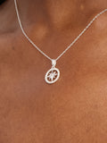 Simply Silver sterling silver cubic zirconia pave celestial pendant necklace, 2 chain (British brand)