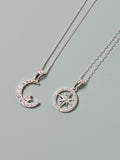 Simply Silver sterling silver cubic zirconia pave celestial pendant necklace, 2 chain (British brand)