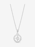 Simply Silver sterling silver cubic zirconia pave celestial pendant necklace, 2 chain (British brand)