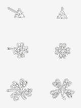 Next Simply Silver Polished and Cubic Zirconia Clovers 3 Pack Sterling Silver Earrings- Buy online at McGrocer