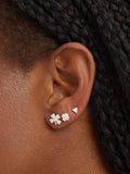 Simply Silver polished and cubic zirconia clover earrings 3 pack (British brand)