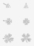 Simply Silver polished and cubic zirconia clover earrings 3 pack (British brand)