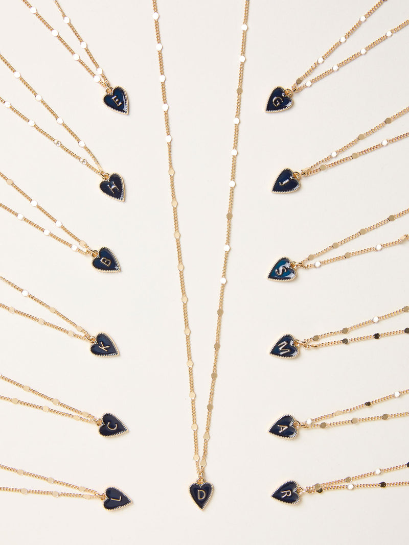 FatFace navy alphabet heart necklace, imported from the UK