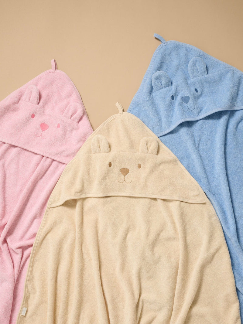 Purebaby blue essential bear towel 80x80cm - British product