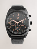 Black strap watch with rose gold features - British product