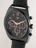 Black strap watch with rose gold features - British product