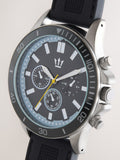 Black silicone strap watch with blue detailing - British product
