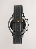 Black watch with perforated faux leather strap - British product