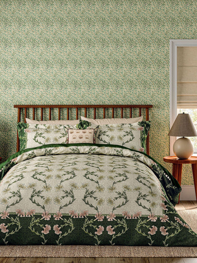 Next Morris & Co Olive Ivory Scrolling Carnation 200 TC Duvet Set- Buy online at McGrocer