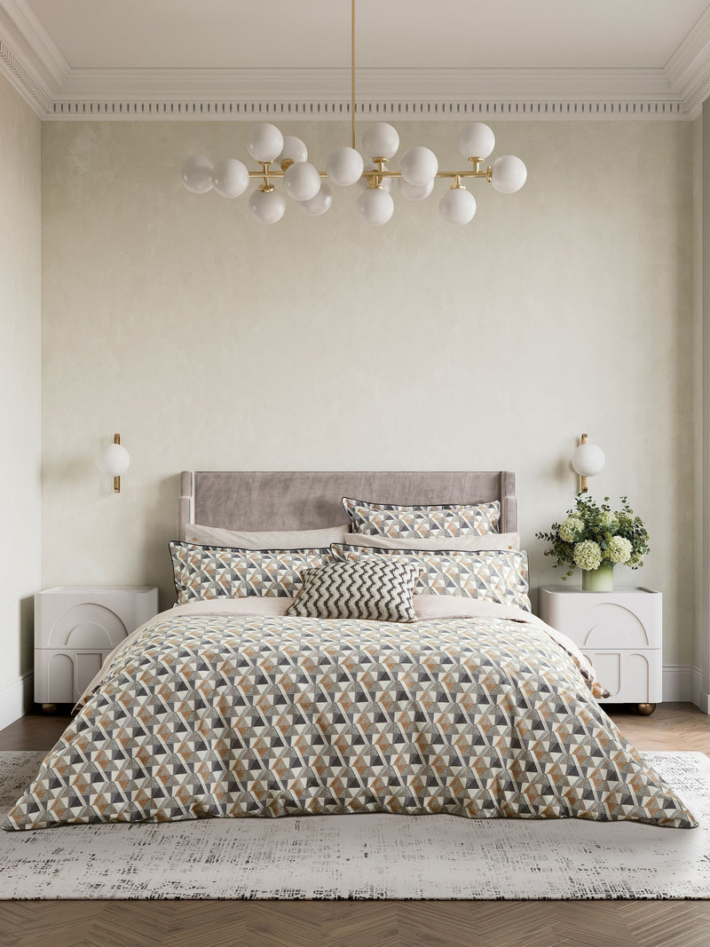 Bedeck of Belfast pillowcases charcoal tan square pair (British brand)