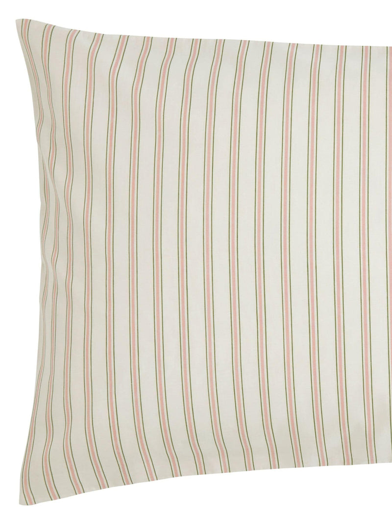 Helena Springfield Green Pink Ticking Stripe 100% Cotton Duvet Set