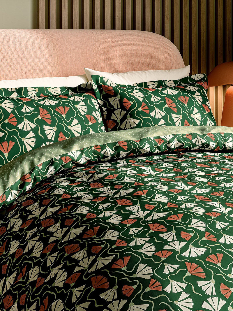 Scion Green Fan Floral Print Duvet Set (British brand)