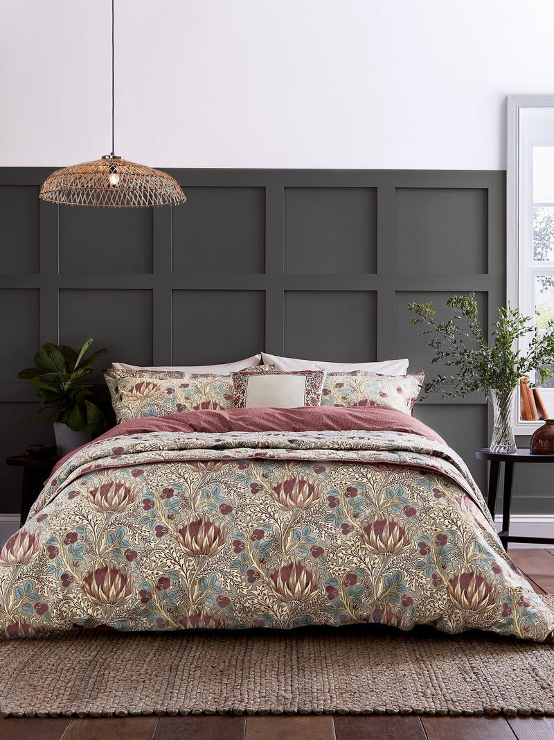 Morris & Co Grey Wine Artichoke duvet set, imported from the UK