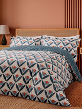Scion Navy Tulip Trellis 100% Cotton Duvet Set