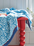 Land & Shore Blue Red Aster jacquard towel, UK version