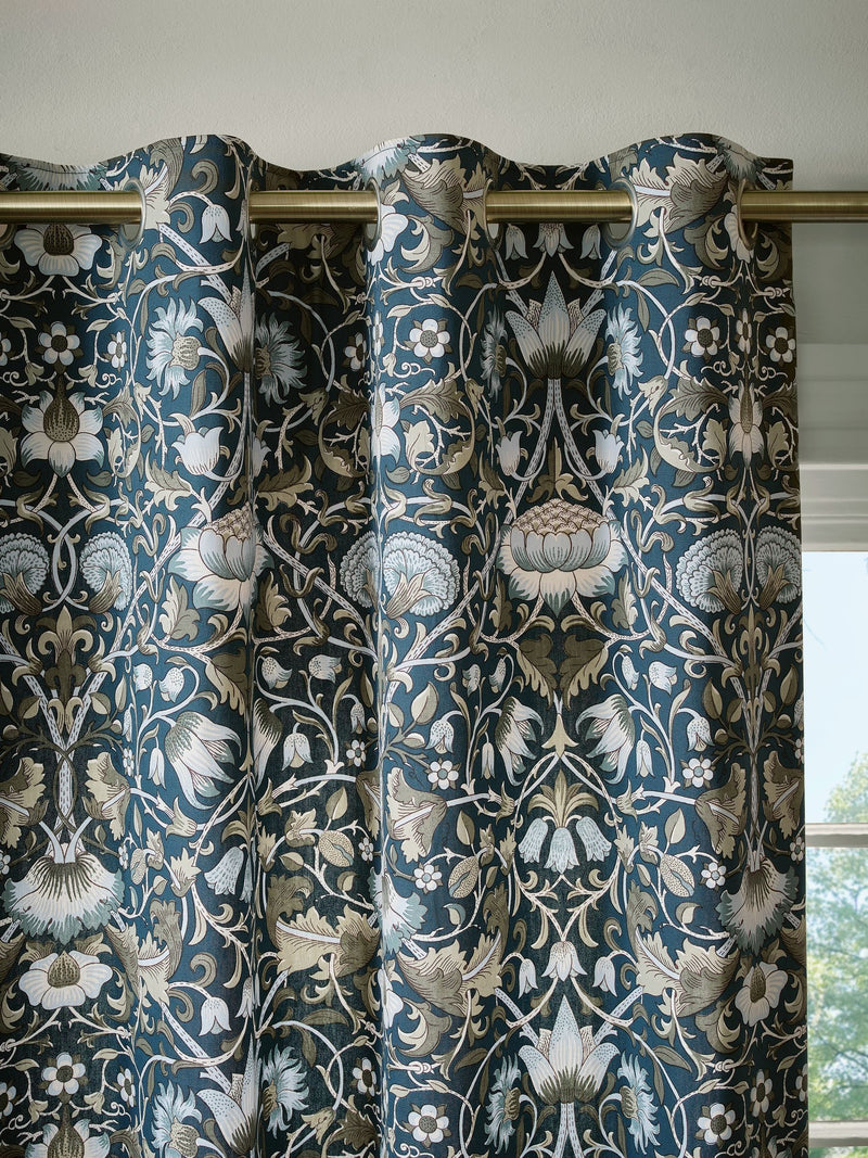 William Morris At Home Prussian blue Lodden eyelet curtains (British brand)