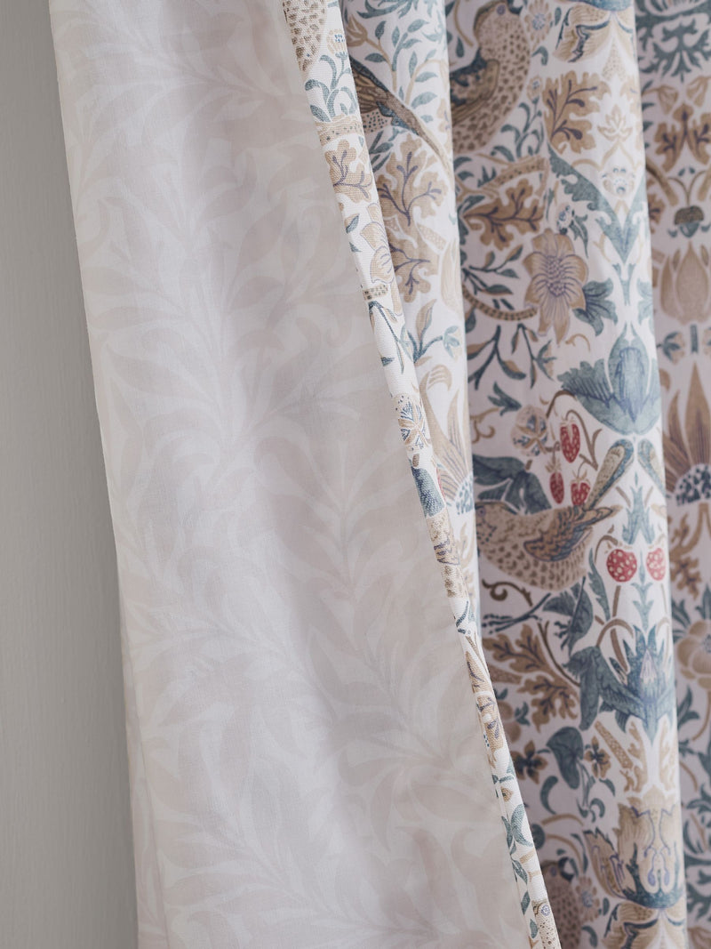 William Morris Strawberry Thief pencil pleat curtains 229cm x 274cm, imported from the UK
