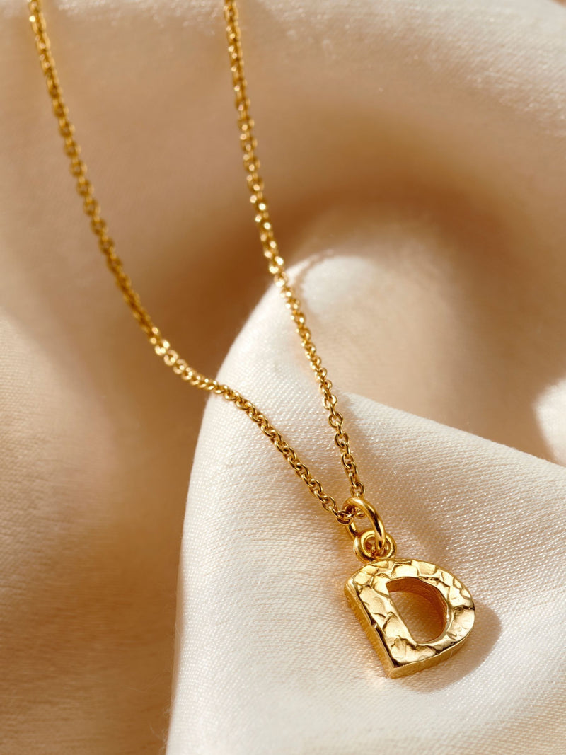 Posh Totty Designs Gold Tone Textured Initial Letter Necklace